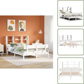 vidaXL Letto in legno - vidaXL Letto Libreria senza Materasso Bianco 120x200 cm Legno di Pino - Letto con spazio portaoggetti
