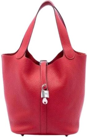 Herm&egrave;s Pre-owned Picotin Lock 22 - Dames - Vintage Tas - Rood - ONE Size - Leer - Vintage