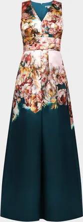 Kay Unger Mariah Sleeveless Floral Mikado Gown