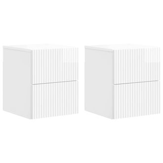 vidaXL Mesita De Noche De Pared 2 Pcs Brillante 33 X 34,5 X 40 Cm Vidaxl