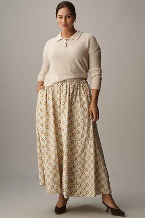 Maeve The Jacie Poplin Printed Maxi Skirt by Maeve