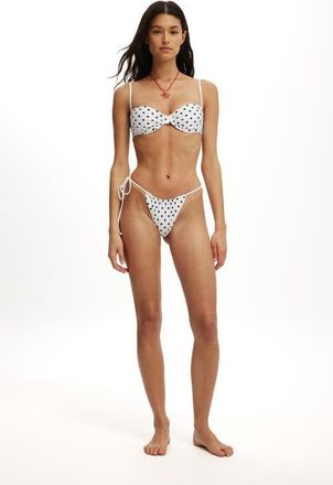Cotton On Womens Side Tie Gathered Brazilian Bikini Bottom in Missy Spot White Wash at Nordstrom, Size X-Small