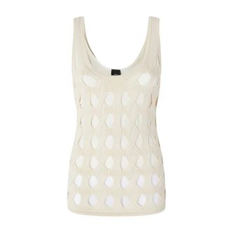 Pinko Sleeveless Tops, female, White, XS, White Sleeveless Top with Cut-Out Detailing