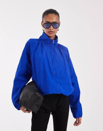 Asos giacca sportiva oversize con fondo a palloncino in blu cobalto