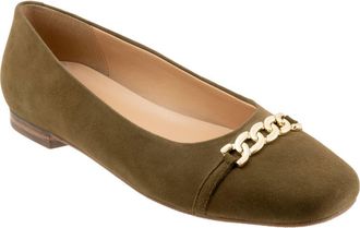 Trotters Harmony Flat in Olive Suede at Nordstrom, Size 9.5