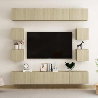 vidaXL 8 Piece TV Cabinet Set Sonoma Oak Engineered Wood vidaXL