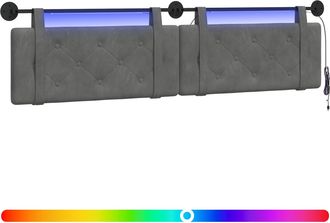 vidaXL Cabecero Colgante Con Luz Led Gris Oscuro Terciopelo Vidaxl