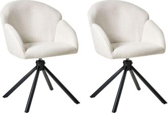 Beliani Beliani - Conjunto De 2 Sillas De Comedor Giratorias Con Reposabrazos Blanco Crema Maybee