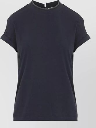 Brunello Cucinelli monili detail short sleeve mock neck t-shirt