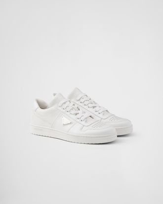 Prada Downtown Leather Sneakers, Man, White, Size 12,5