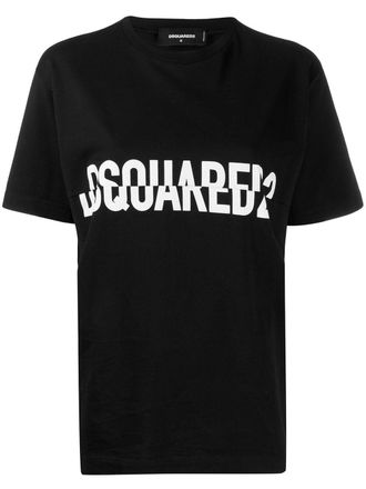 Dsquared2 logo print crew neck T-shirt - women - Cotton/Cotton - M - Black