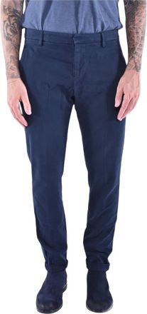 Dondup Broeken, Heren, Blauw, W34, Katoen, Slimme Chino Broek met Lage Taille