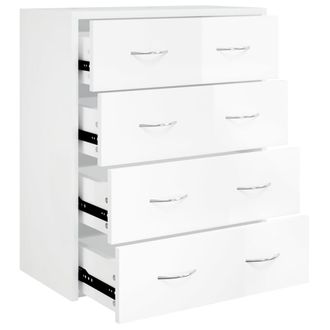 vidaXL Aparador Con 4 Cajones Blanco Brillante 60x30,5x71 Cm Vidaxl