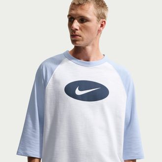Nike Mens Club 3/4-Sleeve Raglan Top in Blue | II4254-407