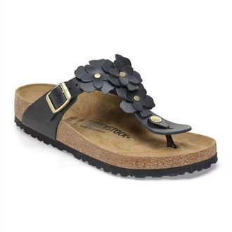 Birkenstock Womens Gizeh Flower Embellishment Sandal In Black