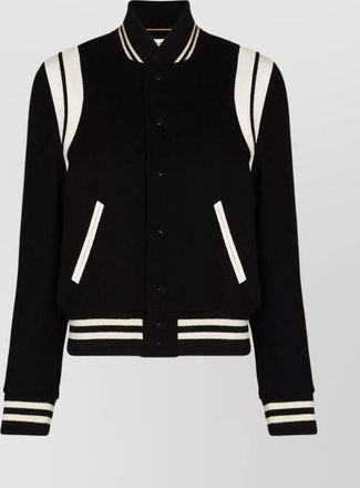 Saint Laurent striped knit ribbed bomber