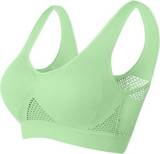 Generic Womens Sports Bras Plain Hollow Out Wide Shoulder Straps Elastic Wireless Removable Pads Support Running Gym Yoga High Impact Anti-Sagging Breasts For