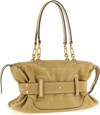 Balmain Womens Beige Calfskin Shoulder Bag