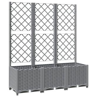 Berkfield Home Garden Planter with Trellis Light Grey 120x40x136 cm PP | Size: 120 x 40 x 136 cm