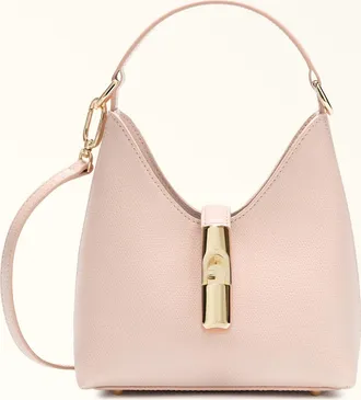 Furla Iride Borsa Mini Dusty Pink Rosa Pelle Stampata Donna