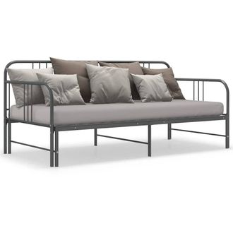 Berkfield Home Pull-out Sofa Bed Frame Grey Metal 90x200 cm