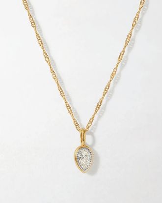 Edge of Ember Pear Cut Diamond Necklace in Pearl at Nordstrom, Size 18