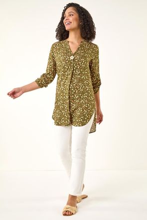 Roman Ditsy Floral Print Tunic Top