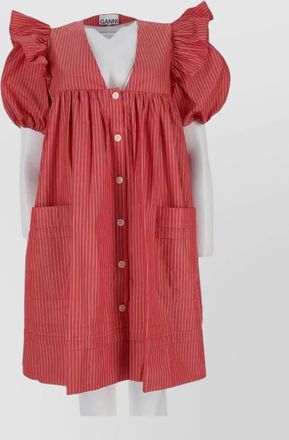 Ganni striped cotton mini dress
