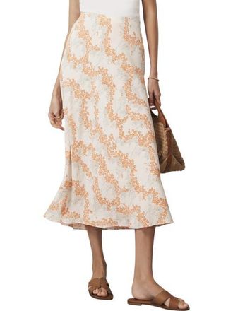 Mint Velvet Print Midi Slip Skirt in Cream at Nordstrom, Size Large
