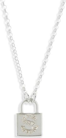 Meshmerise Diamond Padlock Initial Pendant Necklace - 0.12ct. in White-S at Nordstrom Rack