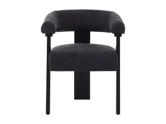 Vente-Unique Sedia con braccioli in Tessuto bouclette e Legno di hevea Nero - Grigio antracite - LIVELIA di Pascal MORABITO