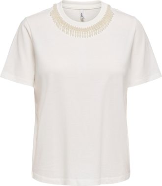 Only ONLPARKER S/S O-NECK BLING TOP BOX JRS Materialmix, regular fit, Rundhals, mit Strass-Stein Detail