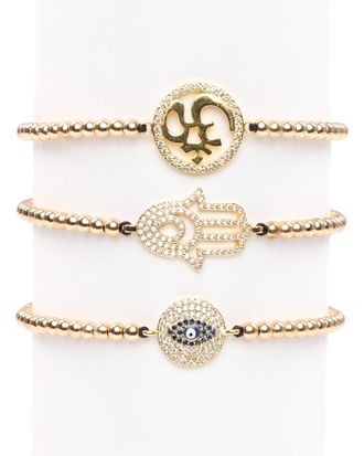 Eyecandy LA Eye Candy La Luxe Titanium Cz Hamsa Stretch Bracelet Set