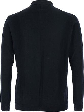 low brand Mens Black Wool Sweater With Polo Collar Top