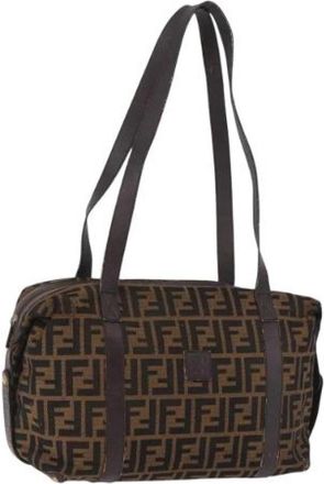 Fendi Pre-owned Vintage Zucca Canvas Tote Bag - Dames - Vintage Schoudertas - Bruin - ONE Size - Leer - Vintage