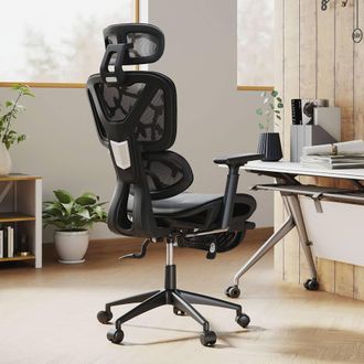 Costway Costway Mesh Office Chair Adjustable Swivel Executive Computer Desk Chair in Black