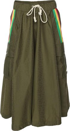 Palm Angels Gestreepte cargo midi-rok - Groen
