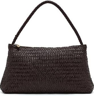 Madewell LG Woven Zip Shoulder Shoulder Womens Handbags Coffee Bean, Leather