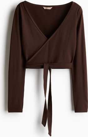 H&M Kurzes Wickelshirt - Dunkelbraun