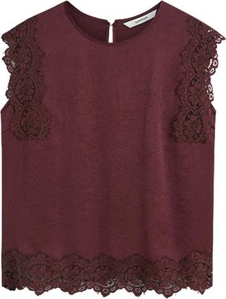 Summum Mouwloze Zijdezachte Casual Top - Dames - Tops - Rood - Maat: M Zijde