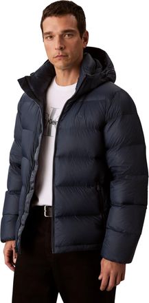 Calvin Klein Mens Nylon Zip Off Puffer Jacket with Hood, Blue (Ink), XXL