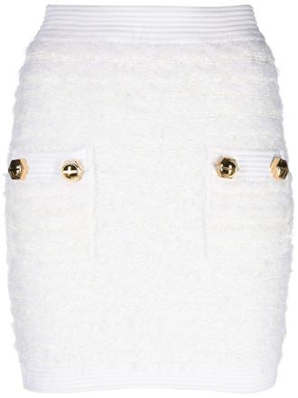 Balmain Tweed mini-rok - Wit
