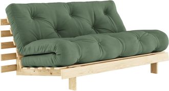 Karup Design Roots Schlafsofa, 160 x 200 cm, Kiefer natur / olivgr&uuml;n (756)