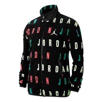 Nike Jordan Air Jordan Jumpman Logo Printing Windproof Stand Collar Jacket Black CT3571-010