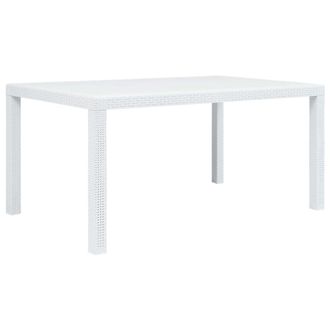 Berkfield Home Garden Table White 150x90x72 cm Plastic Rattan Look | Size: 150 x 90 x 72 cm