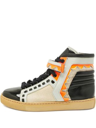 Sophia Webster zigzag-detail leather high tops sneakers - Black