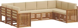 vidaXL Conjunto De Sof&aacute;s De Exterior 9 Uds. Natural Y Beige Vidaxl