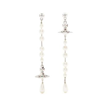 Vivienne Westwood Platina Parel Oorbellen - Dames - Oorbellen - Grijs - ONE Size - Accessoires