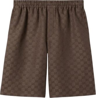 Gucci GG Canvas Linnen Blend Shorts - Dames - Korte broeken - Bruin - Maat: 3XL Linnen
