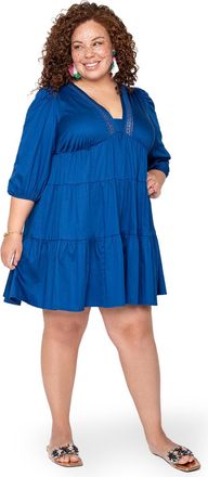 Leota Zariah Empire Waist Mini Dress in Solid Mazarine Blue